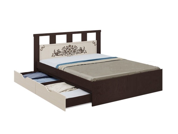 Кровать Жаклин 1600 мм Дуб Белфорт (Ш-1800 х В-870 х Г-2037 мм/сп.место 1600 х 2000 мм)