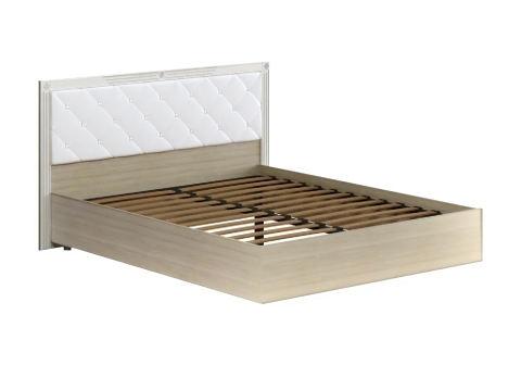 Кровать Амели с мягким изголовьем 1.6 м дуб сонома светлый / белый глянец