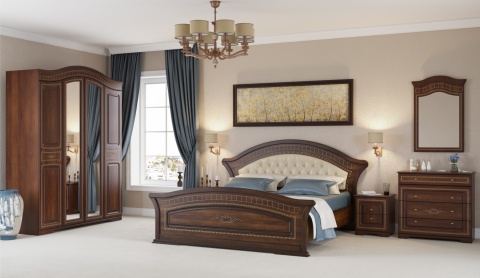 Спальный Гарнитур Диана Орех Экко/Патина Золото